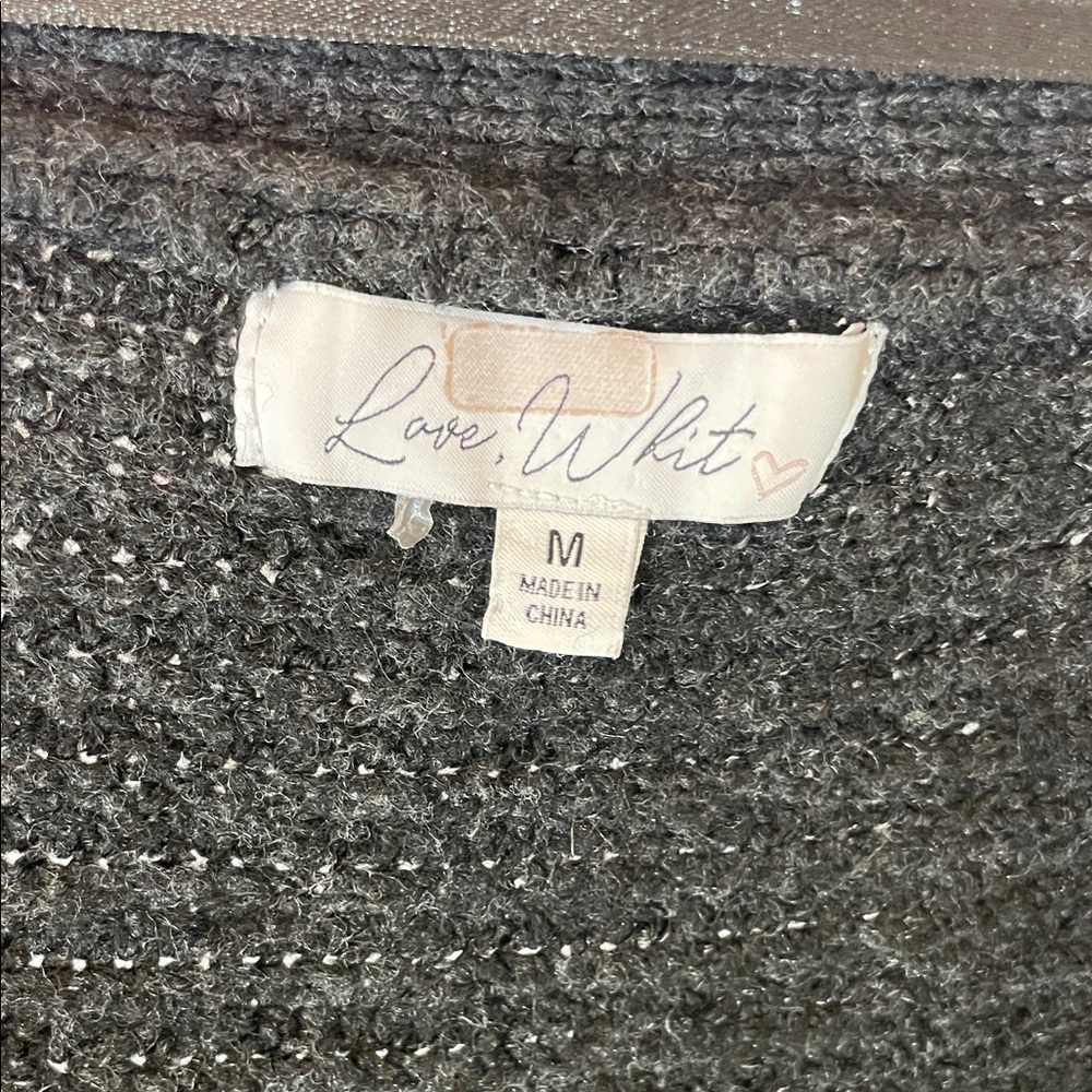 Love, Whit by Whitney Port, Side Tie Sweater in Dark Gray, M - Picture 2 of 9